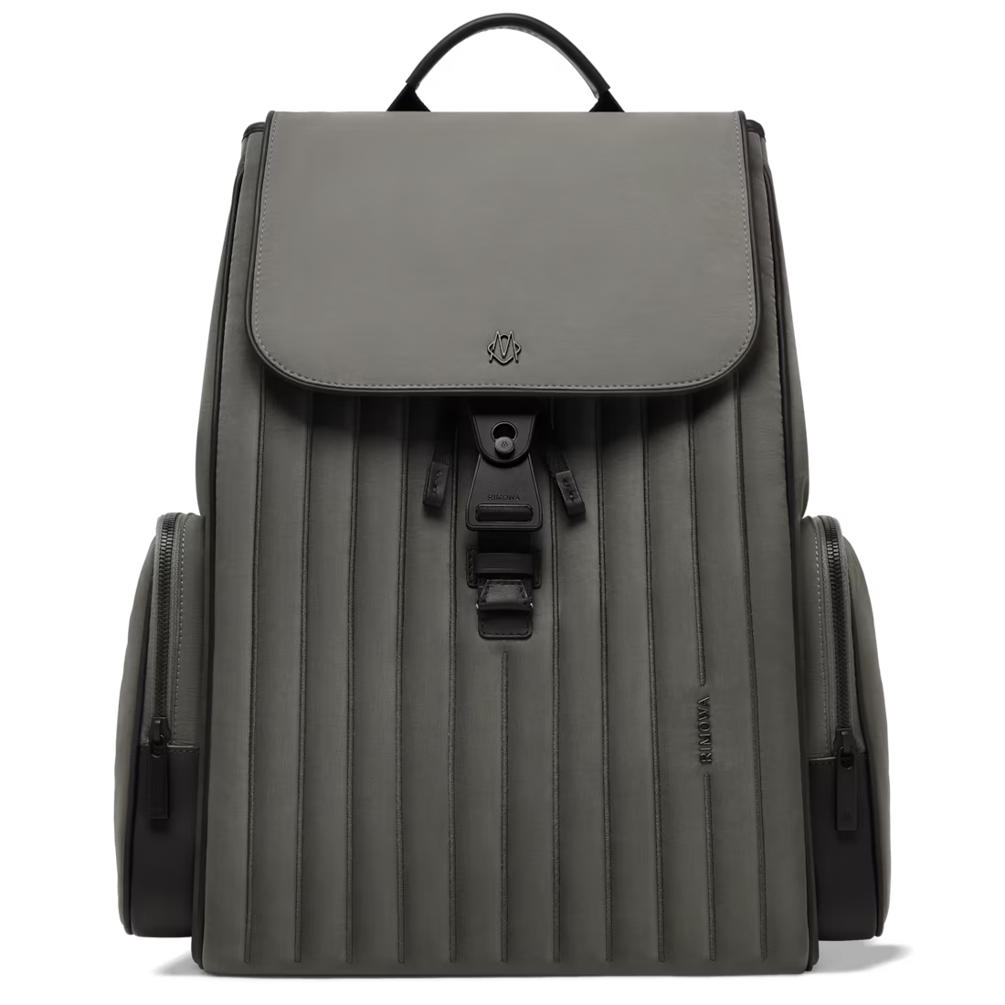 Flap Backpack Large in Nylon and Leather