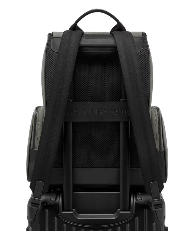 Flap Backpack Large in Nylon and Leather